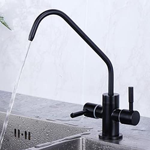 Trinkwasseraufbereiter, Wasserhahn, Edelstahl, schwenkbar, Doppelausgang, Schwarz - C (C) von DRFGHK