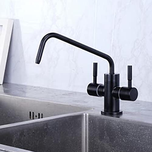 Trinkwasseraufbereiter, Wasserhahn, Edelstahl, schwenkbar, Doppelausgang, schwarz, C (F) von DRFGHK