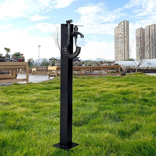 Vertikale Garten-Wassersäule aus Edelstahl, Bodenmontage, Anti-Freezing-Wasserhahnpfosten, dekorativer Hof-Hydrantbrunnen für Terrasse/Hinterhof (Höhe: 95 cm) von DRFGHK