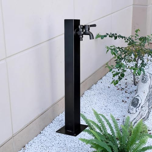 Vertikale Gartenwassersäule für den Außenbereich, 304 Edelstahl, Bodenmontage, Schlauchständer, Außenpfosten für Bewässerung und Waschen, schwarz (Höhe: 95 cm) von DRFGHK