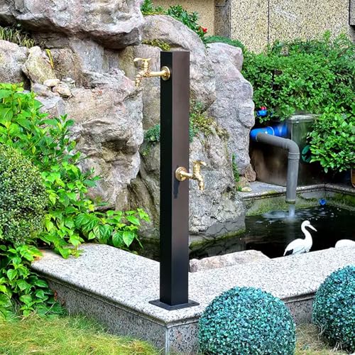 Vertikale quadratische Gartenwassersäule für den Außenbereich, Frostschutzschlauch, Wasserhahnverlängerung mit 2 Wasserhahn-Sprühpistole, dekorative Funktion, Brunnenspender, Hydrant Vertikale quadratische Gartenwassersäule für den Außenbereich, Frostschutzschlauch, Wasserhahnverlängerung mit 2 Wasserhahn-Sprühpistole, dekorative Funktion, Brunnenspender, Hydrant von DRFGHK