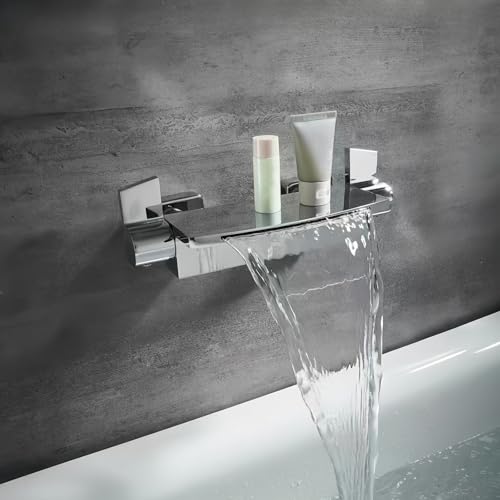 Wandmontierte Wasserfall-Badewannenarmaturen, heißes und kaltes Messing, Mischbatterie, Badewannenarmatur, Chrom Wandmontierte Wasserfall-Badewannenarmaturen, heißes und kaltes Messing, Mischbatterie, Badewannenarmatur, Chrom von DRFGHK