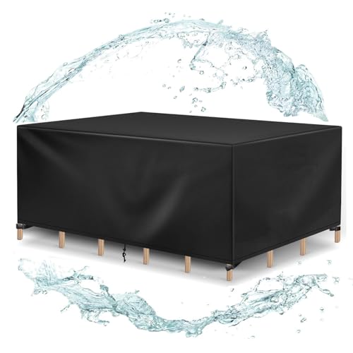 Wasserdichte 420D Gartenmöbelabdeckungen für rechteckiges Tischset, 280 x 234 100 cm, strapazierfähig, Terrassen-Sofa-Abdeckung Garten, Esstisch, schützt vor Regen, Sonne und Staub Wasserdichte 420D Gartenmöbelabdeckungen für rechteckiges Tischset, 280 x 234 100 cm, strapazierfähig, Terrassen-Sofa-Abdeckung Garten, Esstisch, schützt vor Regen, Sonne und Staub von DRFGHK