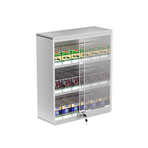 Zigarette Vitrinen Rack, Wand montiert Zigarettenetui Regal, Zigaretten-Display-Halter, Schiebetür mit Schloss Display Cabinet, automatische Pusher(38.5x17.3x45cm) von DRFGHK