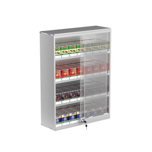 Zigarette Vitrinen Rack, Wand montiert Zigarettenetui Regal, Zigaretten-Display-Halter, Schiebetür mit Schloss Display Cabinet, automatische Pusher(44.5x17.3x60cm) von DRFGHK