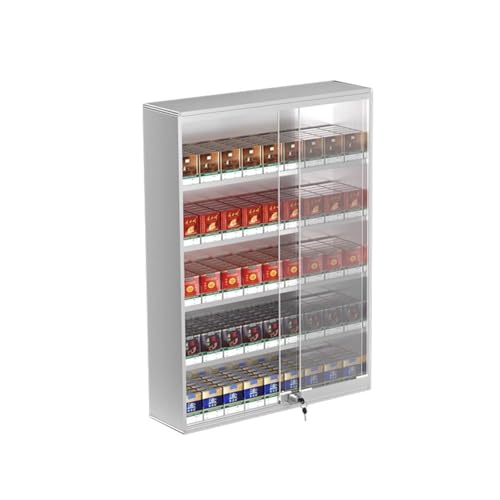 Zigarette Vitrinen Rack, Wand montiert Zigarettenetui Regal, Zigaretten-Display-Halter, Schiebetür mit Schloss Display Cabinet, automatische Pusher(56.5x17.3x75cm) von DRFGHK
