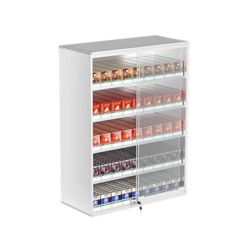 Zigarette Vitrinen Rack, Wand montiert Zigarettenetui Regal, Zigaretten-Display-Halter, Schiebetür mit Schloss Display Cabinet, automatische Pusher(56.5x28.8x75cm) von DRFGHK