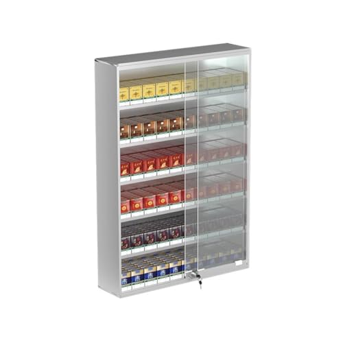 Zigarette Vitrinen Rack, Wand montiert Zigarettenetui Regal, Zigaretten-Display-Halter, Schiebetür mit Schloss Display Cabinet, automatische Pusher(62.5x17.3x90cm) von DRFGHK
