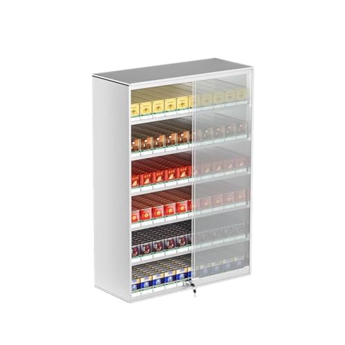 Zigarette Vitrinen Rack, Wand montiert Zigarettenetui Regal, Zigaretten-Display-Halter, Schiebetür mit Schloss Display Cabinet, automatische Pusher(62.5x28.8x90cm) von DRFGHK