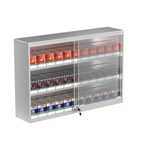 Zigarette Vitrinen Rack, Wand montiert Zigarettenetui Regal, Zigaretten-Display-Halter, Schiebetür mit Schloss Display Cabinet, automatische Pusher(68.5x17.3x45cm) von DRFGHK