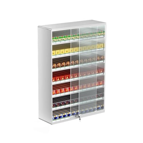 Zigarette Vitrinen Rack, Wand montiert Zigarettenetui Regal, Zigaretten-Display-Halter, Schiebetür mit Schloss Display Cabinet, automatische Pusher(74.5x28.8x105cm) von DRFGHK