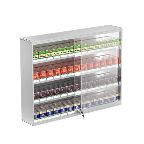 Zigarette Vitrinen Rack, Wand montiert Zigarettenetui Regal, Zigaretten-Display-Halter, Schiebetür mit Schloss Display Cabinet, automatische Pusher(80.5x17.3x60cm) von DRFGHK