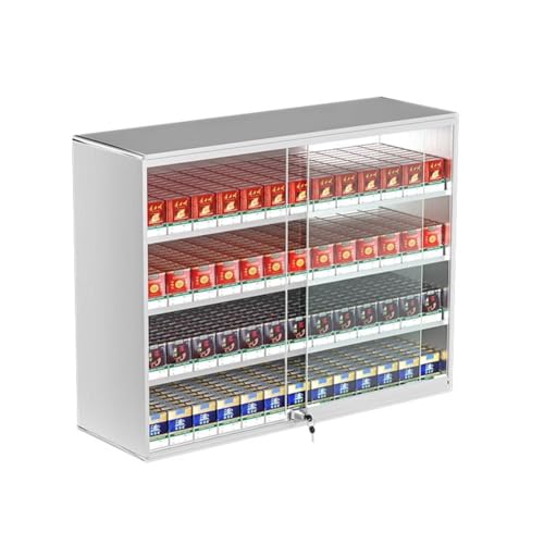 Zigarette Vitrinen Rack, Wand montiert Zigarettenetui Regal, Zigaretten-Display-Halter, Schiebetür mit Schloss Display Cabinet, automatische Pusher(80.5x28.8x60cm) von DRFGHK