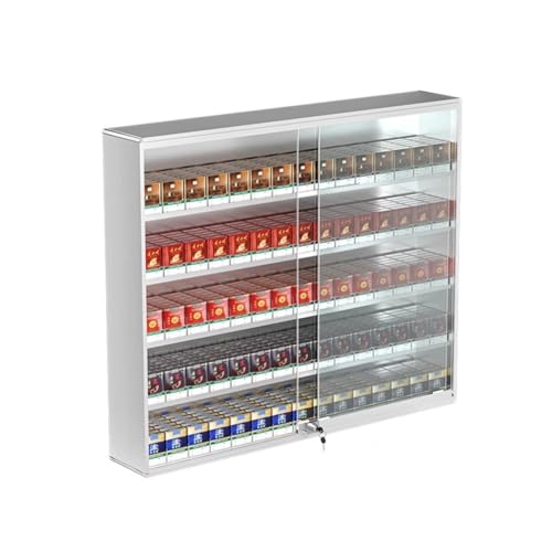 Zigarette Vitrinen Rack, Wand montiert Zigarettenetui Regal, Zigaretten-Display-Halter, Schiebetür mit Schloss Display Cabinet, automatische Pusher(92.5x17.3x75cm) von DRFGHK