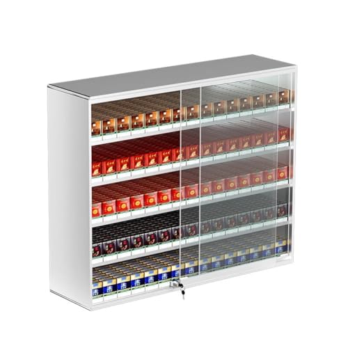 Zigarette Vitrinen Rack, Wand montiert Zigarettenetui Regal, Zigaretten-Display-Halter, Schiebetür mit Schloss Display Cabinet, automatische Pusher(92.5x28.8x75cm) von DRFGHK