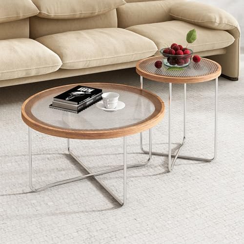 DRFGNF 2er Set Wohnzimmer Nisttische mit Glasplatte und Eisen Sofa Beistelltisch Couchtisch sehr langlebig Runde Vintage Couchtische für kleine Räume, Hotel, Schlafzimmer DRFGNF 2er Set Wohnzimmer Nisttische mit Glasplatte und Eisen Sofa Beistelltisch Couchtisch sehr langlebig Runde Vintage Couchtische für kleine Räume, Hotel, Schlafzimmer von DRFGNF