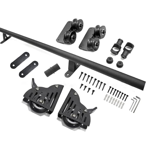 DRFGNF Bibliotheks-Schiebeleiter-Hardware-Kit (ohne Leiter), 3,3 bis 24 Fuß langes Rollschienen-Komplettset aus Schmiedeeisen-Rundrohren, mit Bodenrollenrädern + Verlängerungszu von DRFGNF