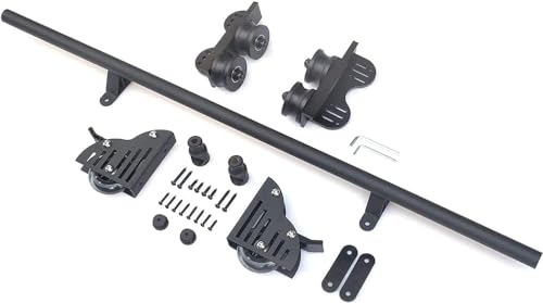 DRFGNF Bibliotheksleiter-Hardware-Kit-System - Einziehbare Rollschienenhalterung, horizontale Wandmontage mit oberer Rollenrolle (ohne Leiter) (Größe: 20 Fuß/600 cm Schienenkit) von DRFGNF