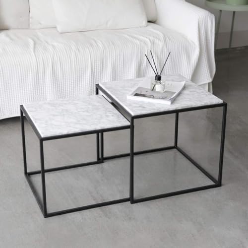 DRFGNF Couchtisch 2er Set Quadratisch Nesting Couchtisch Sofa Beistelltisch Wohnzimmer Modern, Marmor und Metall DRFGNF Couchtisch 2er Set Quadratisch Nesting Couchtisch Sofa Beistelltisch Wohnzimmer Modern, Marmor und Metall von DRFGNF