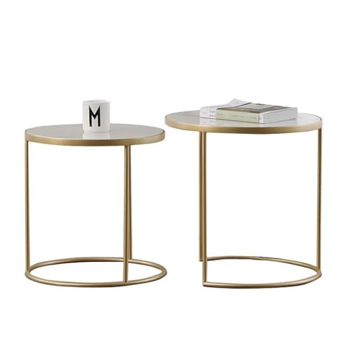 DRFGNF Couchtisch Nesting Couchtisch 2er Set, Runder Beistelltisch für Wohnzimmer, Balkon, Haus und Büro, modernes elegantes Design, stapelbar und skalierbar Nachttisch, von DRFGNF