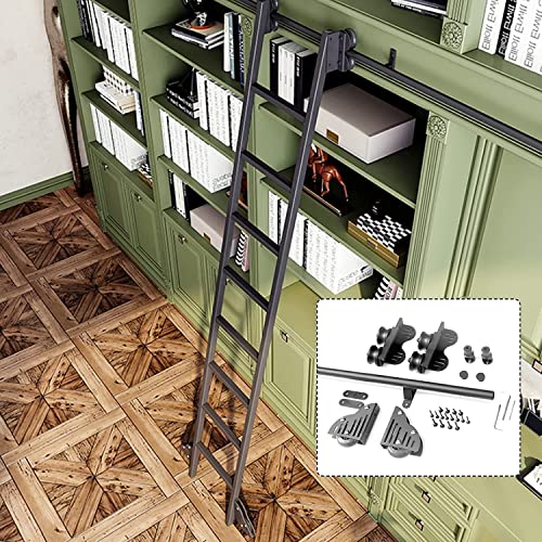 DRFGNF Einfach zu installierendes und anpassbares Schiebetür-Hardware-Kit, Schiebeleiterschienen für Bücherregale, Schiebeleitertür-Hardware-Kit – Zubehör für Mobile Bibliothek DRFGNF Einfach zu installierendes und anpassbares Schiebetür-Hardware-Kit, Schiebeleiterschienen für Bücherregale, Schiebeleitertür-Hardware-Kit – Zubehör für Mobile Bibliothek von DRFGNF