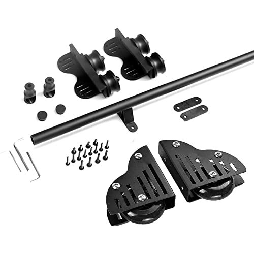 DRFGNF Einziehbare Rollleiter-Hardware-Bibliothek, Rundrohr-Schiebebibliothek-Hardware-Roll-Komplettset-Hardware-Schienensatz (ohne Leiter) mit Bodenrollenrädern (Größe: 13 Fuß von DRFGNF