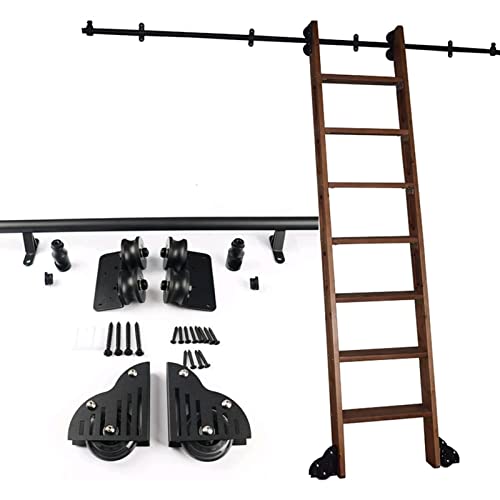 DRFGNF Einziehbare Schiebeleiter-Hardware, rollendes Bibliotheksleiter-Kit mit rustikaler schwarzer Rundrohrschiene, Größe 20 Fuß/600 cm von DRFGNF