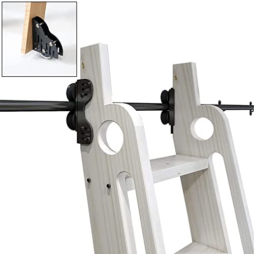 DRFGNF Einziehbare rollende Bibliotheksleiter-Hängeschiene, komplettes Hardware-Set + Verlängerungsschiene (ohne Leiter), 3,3 bis 20 Fuß Lange Mobile Leiterschienen aus Rundrohr von DRFGNF