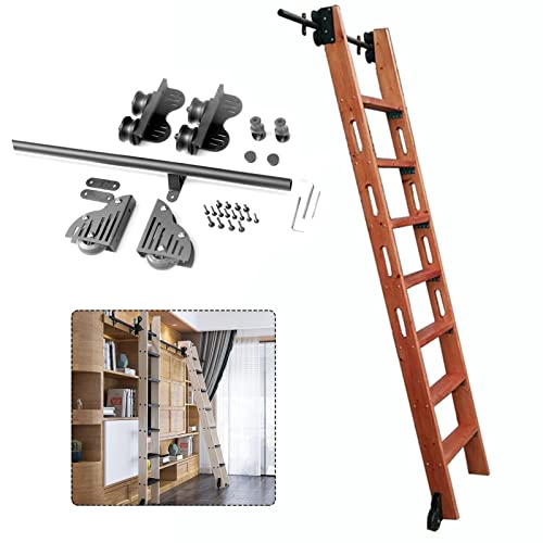 DRFGNF Einziehbare runde Rohr-Mobilbibliothekshardware 3,3 Fuß - 20 Fuß (ohne Leiter) Rollleiterhardware Bibliotheks-Schiebetür-Kit, mit Bodenrollen (Größe: 13 Fuß/400 cm Schien von DRFGNF