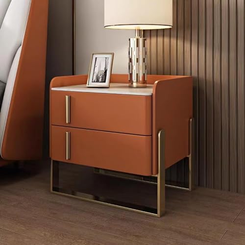 DRFGNF Moderner Nachttisch mit Leder-Finish, 2er-Set, mit Metallgestell, schmaler Nachttisch, Kommode für Schlafzimmer DRFGNF Moderner Nachttisch mit Leder-Finish, 2er-Set, mit Metallgestell, schmaler Nachttisch, Kommode für Schlafzimmer von DRFGNF