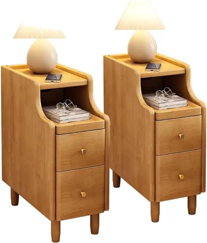 DRFGNF Schmaler Nachttisch, 2er-Set, mit Schubladen, schmaler Nachttisch, Kommode für Schlafzimmer, hoher Nachttisch in 2 Farben DRFGNF Schmaler Nachttisch, 2er-Set, mit Schubladen, schmaler Nachttisch, Kommode für Schlafzimmer, hoher Nachttisch in 2 Farben von DRFGNF