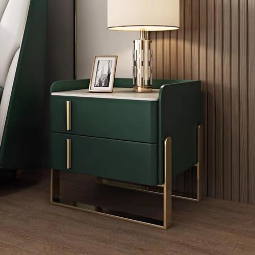 Moderne Nachtkommode 2er Set mit Schublade Leder-Finish schmaler Nachttisch für Schlafzimmer Metallsockelgestell Stilvoller Betttisch Schrank Moderne Nachtkommode 2er Set mit Schublade Leder-Finish schmaler Nachttisch für Schlafzimmer Metallsockelgestell Stilvoller Betttisch Schrank von DRFGNF
