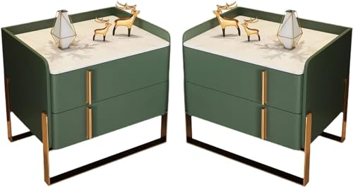Moderner Nachttisch mit Leder-Finish, 2er-Set, mit Schublade, Metallgestell, schmaler Nachttisch, Kommode für Schlafzimmer Moderner Nachttisch mit Leder-Finish, 2er-Set, mit Schublade, Metallgestell, schmaler Nachttisch, Kommode für Schlafzimmer von DRFGNF