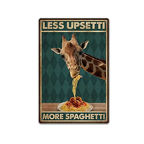 DRFYVZ Giraffe Eating Spaghetti Pasta Less Upsetti More Spaghetti Poster Küche, Heimdekoration, Blechschild, Metalldekoration, Metallschild, Wand-Metall-Blechschild, 15,2 x 20,3 cm DRFYVZ Giraffe Eating Spaghetti Pasta Less Upsetti More Spaghetti Poster Küche, Heimdekoration, Blechschild, Metalldekoration, Metallschild, Wand-Metall-Blechschild, 15,2 x 20,3 cm von DRFYVZ