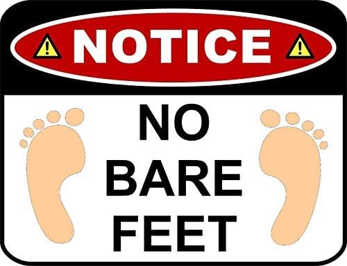 DRFYVZ Hinweisschild "No Bare Feet", 20,3 x 15,2 cm, Metall-Blechschild, Hofschild. von DRFYVZ