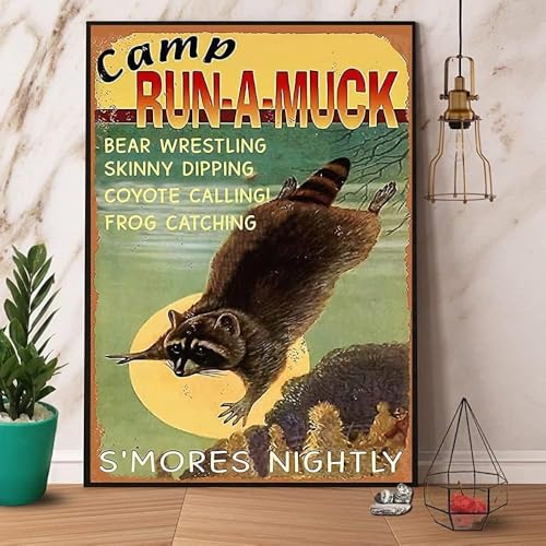 DRFYVZ Metall-Blechschild Waschbär Camp Run A Muck S'Mores Nightly Retro Metall-Blechschilder Vintage Aluminiumschild für Home Bar Metalldekor 20,3 x 15,2 cm DRFYVZ Metall-Blechschild Waschbär Camp Run A Muck S'Mores Nightly Retro Metall-Blechschilder Vintage Aluminiumschild für Home Bar Metalldekor 20,3 x 15,2 cm von DRFYVZ