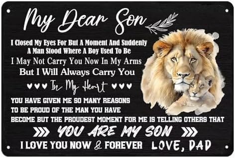 DRFYVZ Metall-Blechschild mit Aufschrift "To My Son", Geschenk von Dad Signs I Closed My Eyes for But A Moment and Suddenly A Man Stood Where A Boy Used to Be Vintage Retro Home Wanddekoration 20,3 x DRFYVZ Metall-Blechschild mit Aufschrift "To My Son", Geschenk von Dad Signs I Closed My Eyes for But A Moment and Suddenly A Man Stood Where A Boy Used to Be Vintage Retro Home Wanddekoration 20,3 x von DRFYVZ