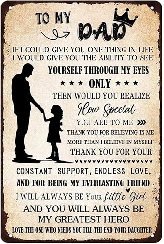 DRFYVZ Metallschild mit Aufschrift "To My Dad", Geburtstagsgeschenk für Vater, Geschenk von Tochter, Vater, Geschenk, Blechschild, If I Could Give You One Thing in Life Vintage Retro Home Wall Decor DRFYVZ Metallschild mit Aufschrift "To My Dad", Geburtstagsgeschenk für Vater, Geschenk von Tochter, Vater, Geschenk, Blechschild, If I Could Give You One Thing in Life Vintage Retro Home Wall Decor von DRFYVZ