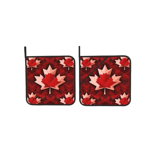 Canadian Maple Leaf Tours Quadratische Isolierte Topflappen (2er Set) Hitzebeständige Ofenhandschuhe Rutschfest Leicht zu Reinigen Mikrowellenhandschuhe zum Backen und Grillen von DRGFCXE