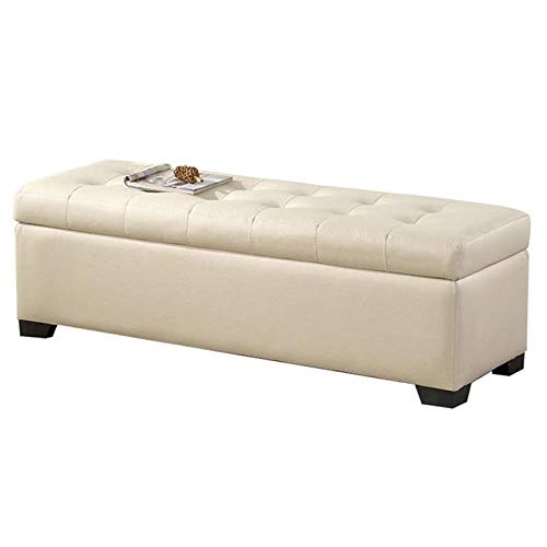 Stoff-Betthocker, Bekleidungsgeschäft, Aufbewahrung, kleines Sofa, Bank, Bank, Haushalt, Massivholz, Aufbewahrung, Schuhschrank (Farbe: Braun, Größe: 120 x 45 x 40 cm) (Farbe: Beige) von DRHLHY