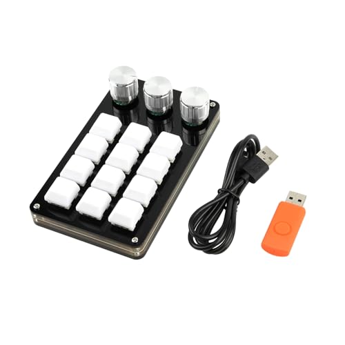 DRHTDXEJ Tastatur mit 12 Tasten und 3 Knöpfen, anpassbar, Gaming, Videobearbeitung, Programmierung, kleine Makro-Tastatur, Hintergrundbeleuchtung DRHTDXEJ Tastatur mit 12 Tasten und 3 Knöpfen, anpassbar, Gaming, Videobearbeitung, Programmierung, kleine Makro-Tastatur, Hintergrundbeleuchtung von DRHTDXEJ