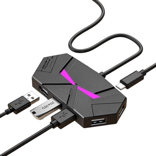 DRHTDXEJ USB-2.0-Adapter, 7 Anschlüsse, mehrere Funktionen, verstärktes Kabel, Desktop-LED-Dekoration für PC-Tastaturen von DRHTDXEJ