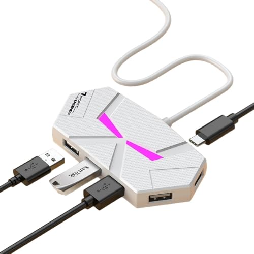 DRHTDXEJ USB-2.0-Adapter, 7 Anschlüsse, mehrere Funktionen, verstärktes Kabel, Desktop-LED-Dekoration für PC-Tastaturen DRHTDXEJ USB-2.0-Adapter, 7 Anschlüsse, mehrere Funktionen, verstärktes Kabel, Desktop-LED-Dekoration für PC-Tastaturen von DRHTDXEJ