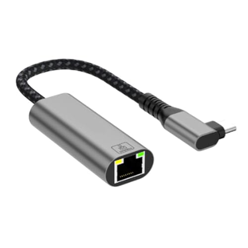 DRHTDXEJ USB C auf Ethernet Adapter, 90 Grad abgewinkelt, Typ C auf RJ45 Gigabit Ethernet Netzwerkadapter, Dongle Konverter für PC von DRHTDXEJ