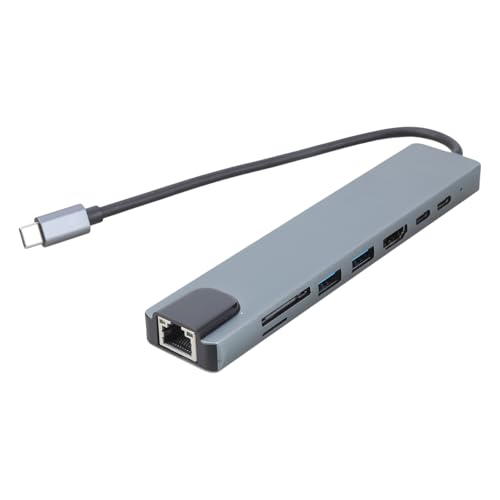 Tragbarer 8/5-in-1-Typ-C-Adapter mit 4K-USB-HDMI2.0-Ausgang und Gigabit-Ethernet für Laptops und Spielekonsolen von DRHTDXEJ
