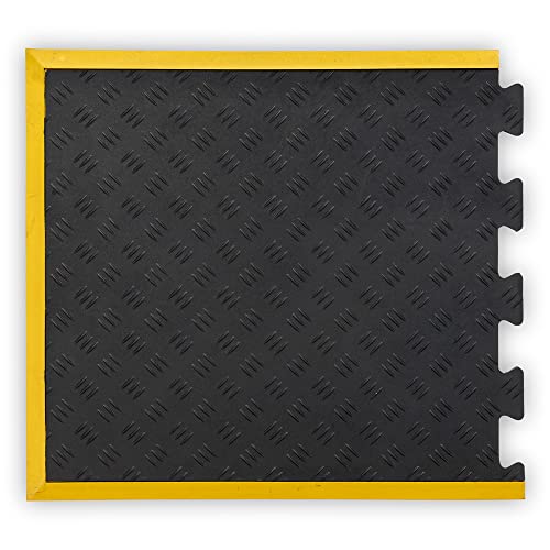 Arbeitsmatte Comfort Zone / Anti-Ermüdungsmatte mit gelbem schrägem Rand - Endstück - 70 x 80 cm von DRI Rubber