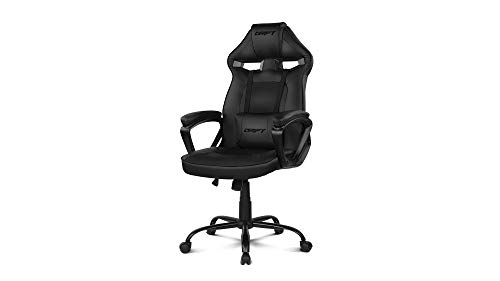 DRIFT GAMING Chair DR50 -DR50B- Gaming Stuhl, professionell, höhenverstellbar, Wippsitz, gepolsterte Armlehnen, Kunstleder, Schwarz, 67 x 122-131 x 67 cm von DRIFT GAMING