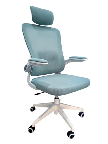 DRIFT GAMING DRAIR35 - Ergonomischer Büro- und Schreibtischstuhl, verstellbar, klappbare und gepolsterte Kopf- und Armstützen, bis zu 120 kg belastbar, atmungsaktives Netzgewebe - Türkis/Weiß von DRIFT GAMING