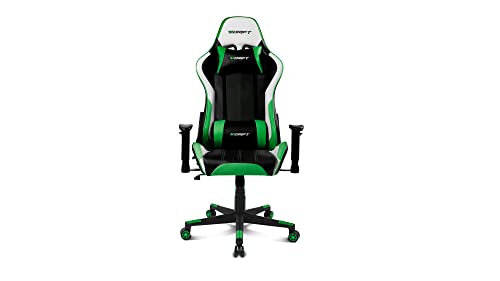 DRIFT GAMING Stuhl DR175GREEN- Professioneller Gaming-Stuhl, Kunstleder, 2D-verstellbare Armlehnen, Kolben der Klasse 4, Drehgelenk,Schwarz/Grüne von DRIFT GAMING