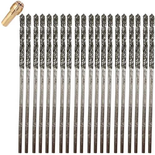 DRILAX 1mm diamantbohrer Diamant beschichtete 1 mm Twist Bohrer Bit-Set 20 Stück. Jewelry Strand Meer Glas Muscheln Edelsteine Lapidary 20 Stück Kit Pack von DRILAX